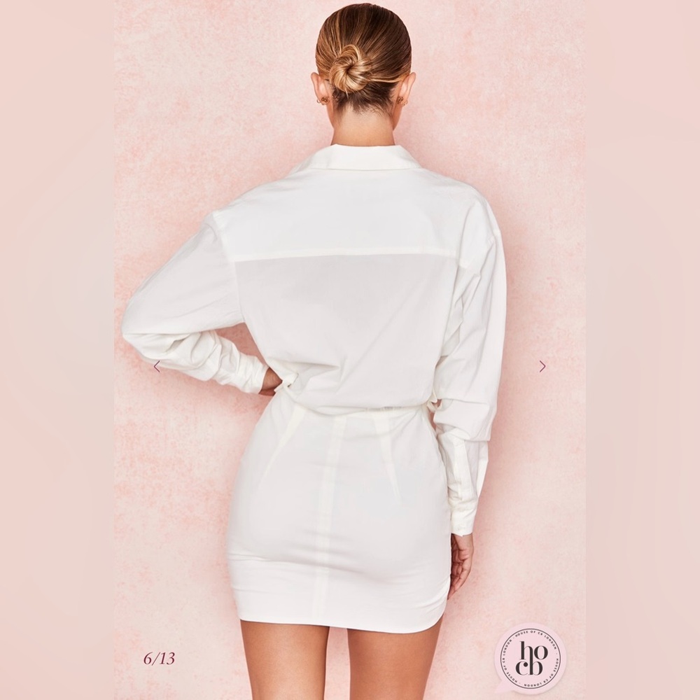 House of CB - ‘Nicolette’ White Draped Shirt Dress - Picture 6 of 14